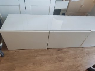 Mueble TV Besta IKEA Blanco con encimera cristal