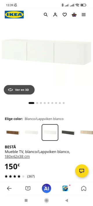 Mueble TV Besta IKEA Blanco con encimera cristal