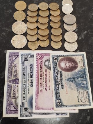 Lote monedas y billetes españoles