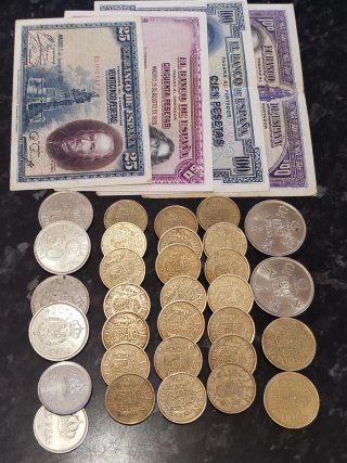 Lote monedas y billetes españoles