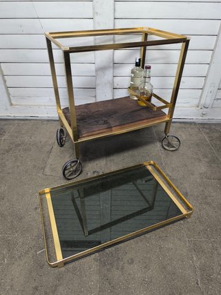 Camerera vintage cristal, madera y metal.
