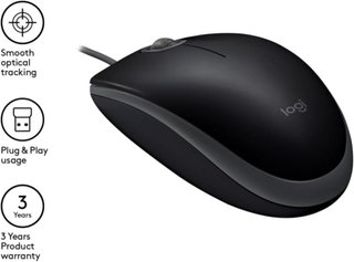 Logitech B110 Ratón con Cable USB Silencioso