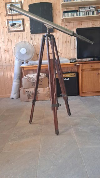 TELESCOPIO CLASICO TRIPODE DE MADERA perfecto func