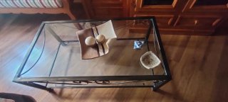 Mesa de centro forja y cristal