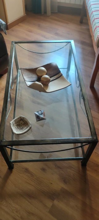 Mesa de centro forja y cristal