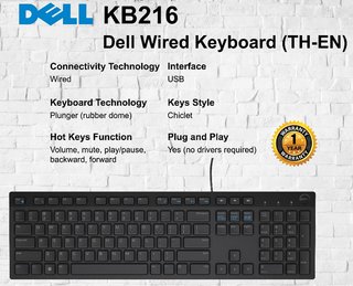 Teclado Dell KB216 Cableado QWERTY Negro