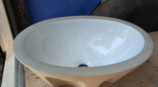 Lote .Lavamanos  Cerámica Blanco/Beige pequeño.