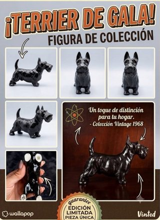 Figura Vintage Perro Terrier Escocés Porcelana