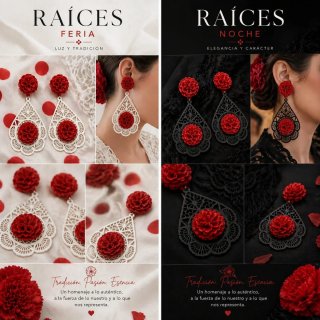 Pendientes flamencos Raíces Noche artesanal.