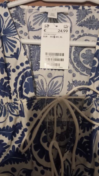 Vestido corto H&M floral azul y blanco Talla S