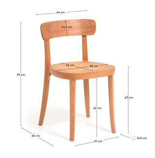 Sedia Romane Kave Home legno faggio rattan