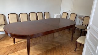 10 Sillas Comedor Caoba Tapiz Beige