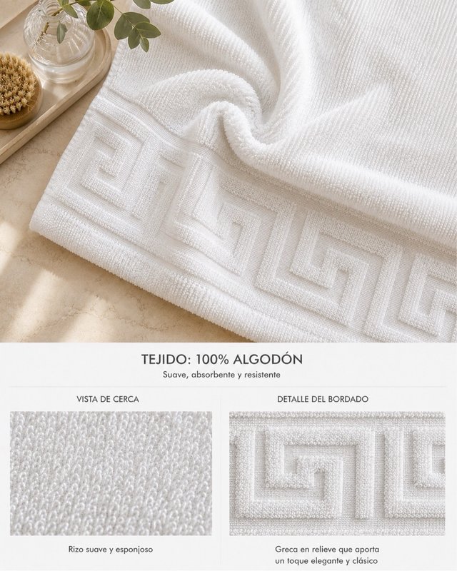 6 Toallas de Algodón Blancas lavabo 50x 100 cm