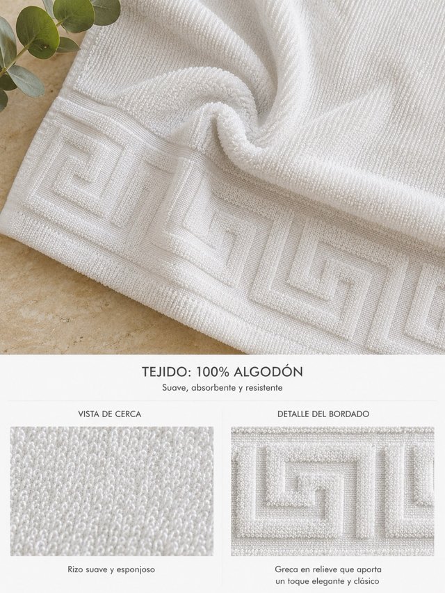 Lote 3 Toallas Lavabo Algodón Blancas 50 x100cm