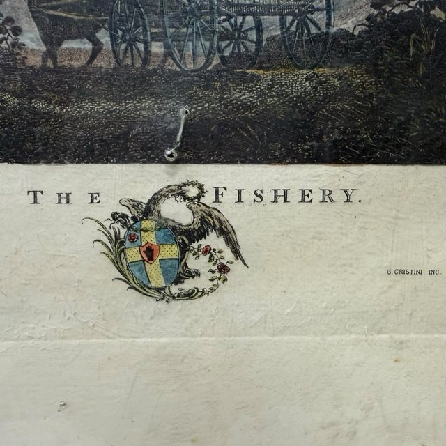 Grabado The Fishery de G. Cristini vintage