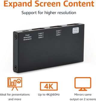 Splitter HDMI con Salida 1 en 2 Monitores Duales