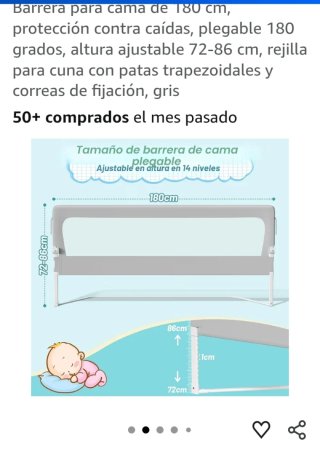 Barrera Cama 180cm Anticaídas Ajustable