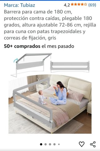 Barrera Cama 180cm Anticaídas Ajustable