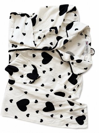 Pijama Corazones Blanco y Negro Talla XL