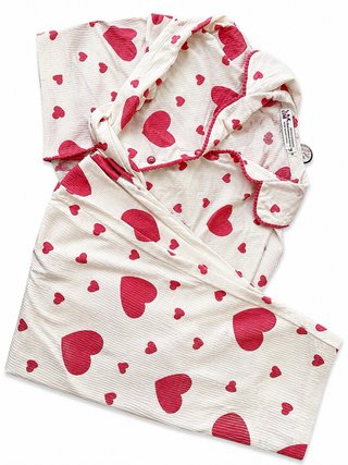 Pijama Corazones Rojo y Blanco