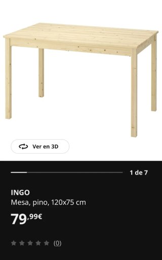 Mesa de comedor madera Pino 120x75 INGO Ikea