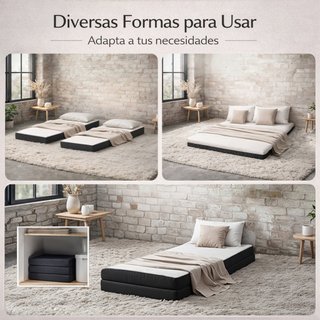 Puff Cama Plegable XXL Pana Gris
