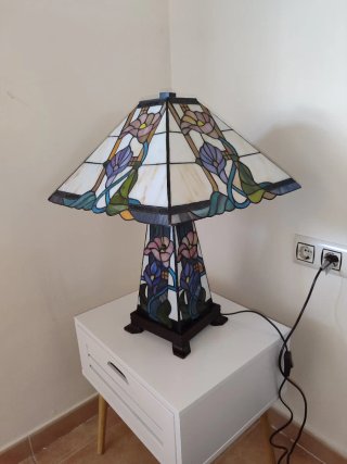 Lámpara Tiffany Vidrieras Flores