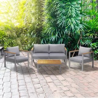 Conjunto de jardín en aluminio y madera Bergamo