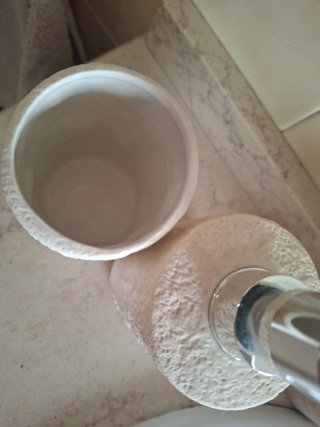 Dispensador jabón y vaso cerámica blanco