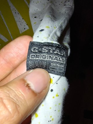 T-shirt G-Star RAW bianca con stampa gialla