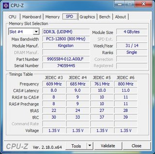 Kingston DDR3 4GB 1600-1333MHz RAM
