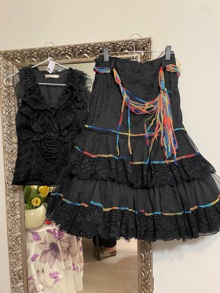 Conjunto Flamenca Negro con Detalles Multicolor