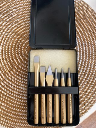 Estuche botadores cinceles metal RENNSTEIG. Nuevo