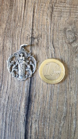 Medalla antigua plata virgen niño