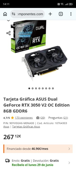PACCHETTO (RTX 3050 V2 8GB & Monitor 180hz HDR G_Sync)