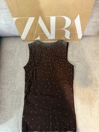 Top Zara Marrón Brillante Talla M