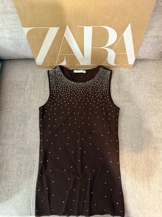 Top Zara Marrón Brillante Talla M