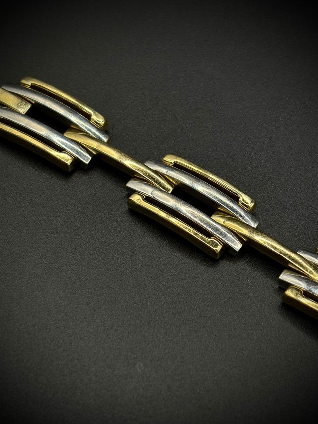 PULSERA DE ORO BLANCO Y AMARILLO 18K 29.26GR 19CM