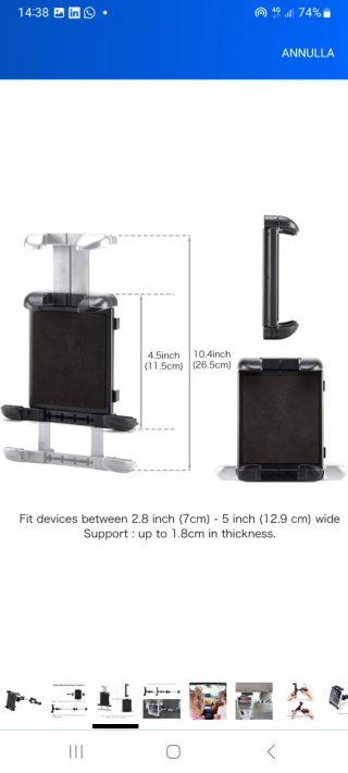 Supporto auto tablet e cellulare