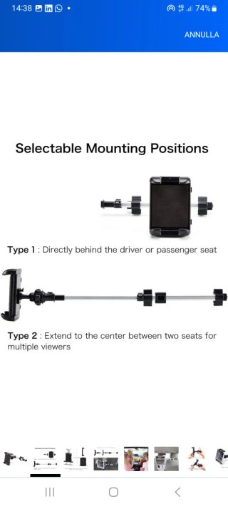 Supporto auto tablet e cellulare