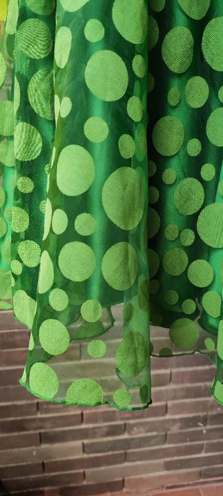 Vestido fiesta verde lunares palabra de honor