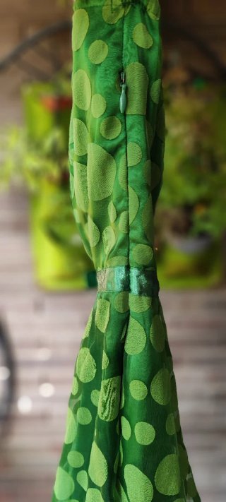 Vestido fiesta verde lunares palabra de honor
