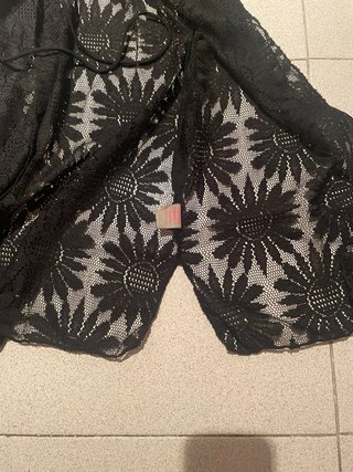Kimono negro encaje floral talla única