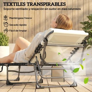 2 Tumbonas Plegables Beige y Negro