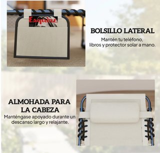 2 Tumbonas Plegables Beige y Negro