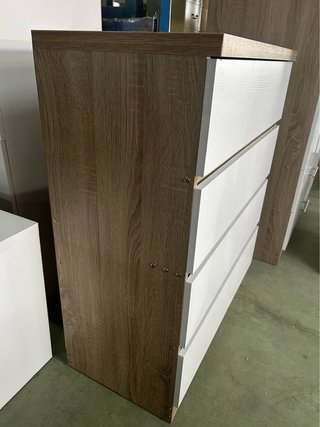 Cómoda 4 cajones madera y blanco