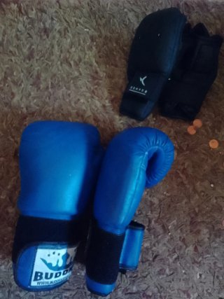 Guantes Domyos Negro Deporte Contacto y bhuda azul