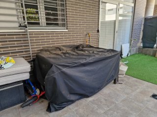 Mesa extensible exterior cristal y metal