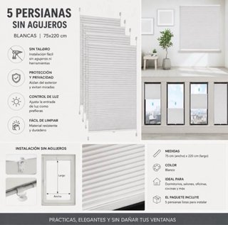5 Persiane/Tende/Stole Senza Fori Nuove