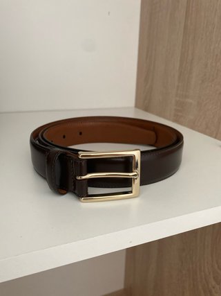 Cinturón Brooks Brothers Piel Marrón Hebilla Dorad